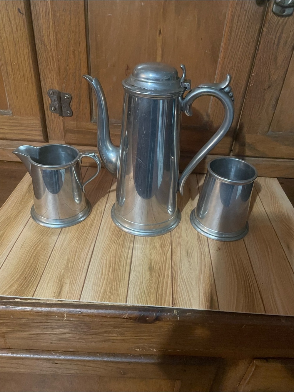 Worcester silver, pewter Coffee and Creamer Set - made in England
